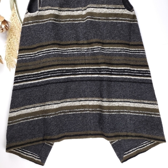 Cupcakes & Cashmere Wool Blend Grey Heather Stripe Waterfall Cardigan Wr… - Picture 4 of 13